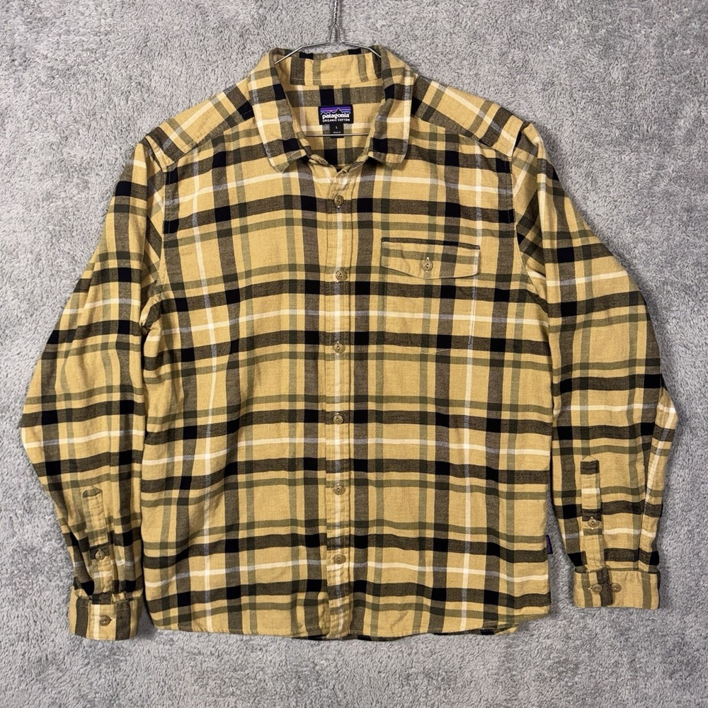 Patagonia Shirt Mens L Fjord Flannel Brown Plaid Hiking Outdoor Gorpcore 54020